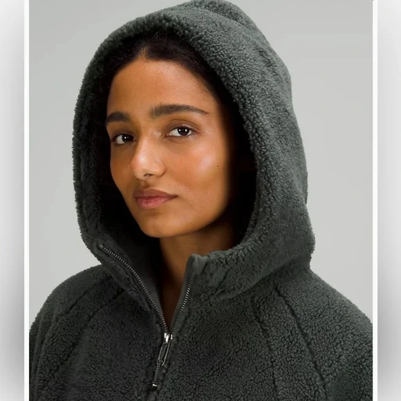 Lululemon Women's Scuba Oversized Half-Zip Fleece Hoodie in Smoked Spruce BNWT - Picture 7 of 10